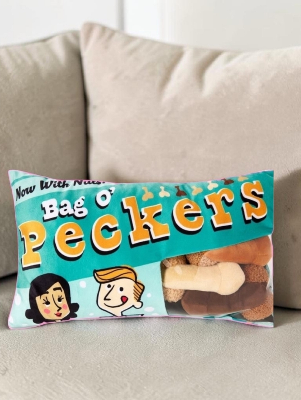 NWT Spencer's Bag O' Peckers Novelty Pillow